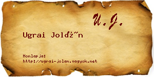 Ugrai Jolán névjegykártya